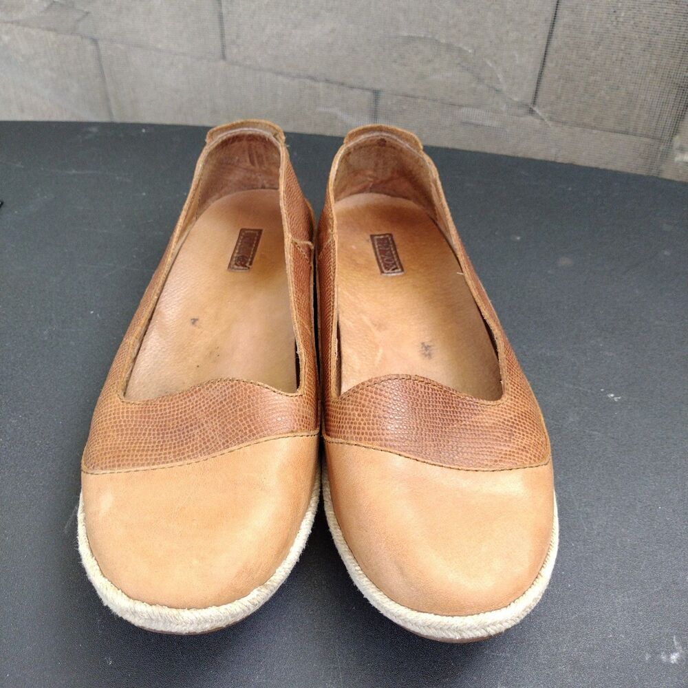 Olukai Lino Brown Leather Slip On Flats Size 9 Espadrilles Beach Comfort